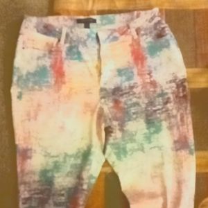 White painter color pants splashed Ashley Steward brand